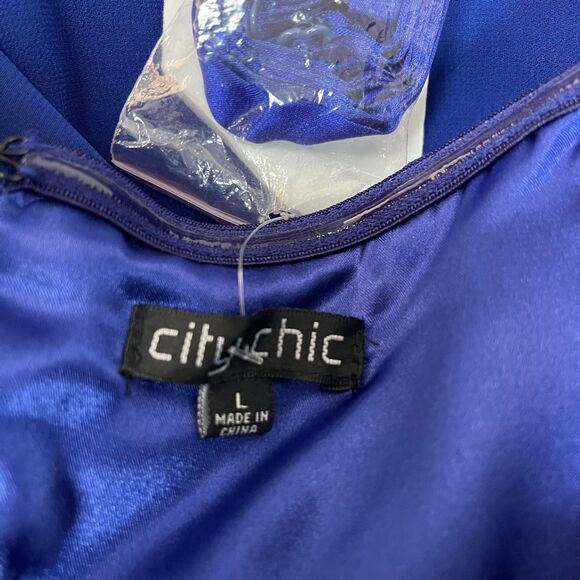 City Chic Women's Dress Size L 20 Blue Strapless Spaghetti Straps NWOT - Picture 8 of 11
